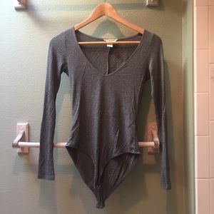 Grey Ribbed Bodysuit
